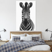 Bold Zebra Black White Canvas Print (Insitu (Slaapkamer))