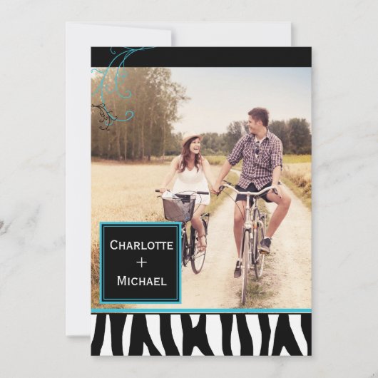 Bold Zebra Pattern Weddenschap Foto bewaart datum Save The Date (Voorkant)