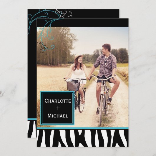 Bold Zebra Pattern Weddenschap Foto bewaart datum Save The Date (Voorkant / Achterkant)