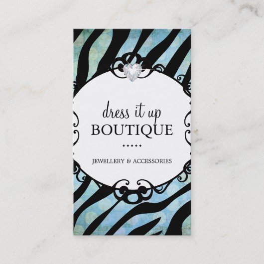 Bold Zebra Print Jewelry Designer Visitekaartje (Voorkant)
