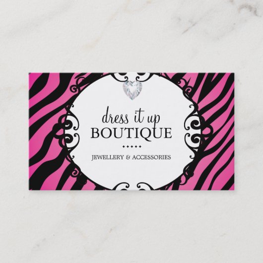 Bold Zebra Print Jewelry Designer Visitekaartje (Voorkant)