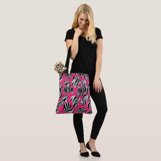 Bold Zebra Stripe Abstract Tote Bag (Op model)
