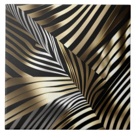 Bold Zebra Stripes - Zwart, Goud, Zilver ontwerp Tegeltje