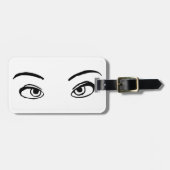 Bold zwart en wit Mysterieuze ogen Illustratie Bagagelabel (Voorkant horizontaal)