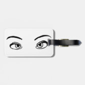 Bold zwart en wit Mysterieuze ogen Illustratie Bagagelabel (Achterkant horizontaal)