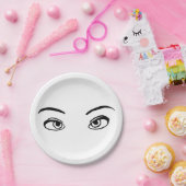 Bold zwart en wit Mysterieuze ogen Illustratie Papieren Bordje (Feest)