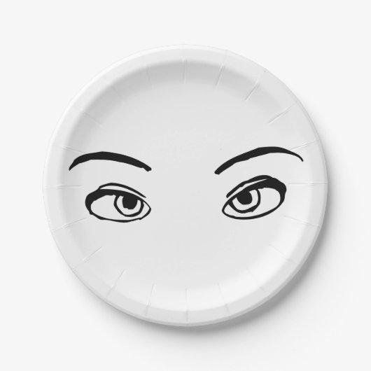 Bold zwart en wit Mysterieuze ogen Illustratie Papieren Bordje (Voorkant)