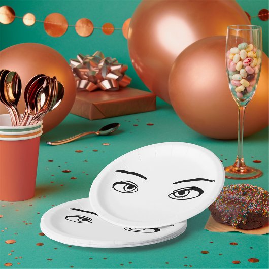 Bold zwart en wit Mysterieuze ogen Illustratie Papieren Bordje