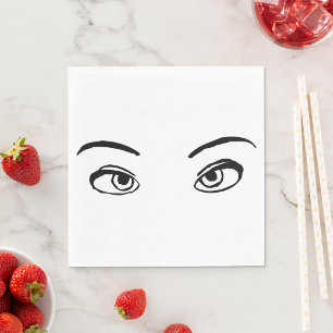 Bold zwart en wit Mysterieuze ogen Illustratie Servet