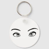Bold zwart en wit Mysterieuze ogen Illustratie Sleutelhanger (Achterkant)