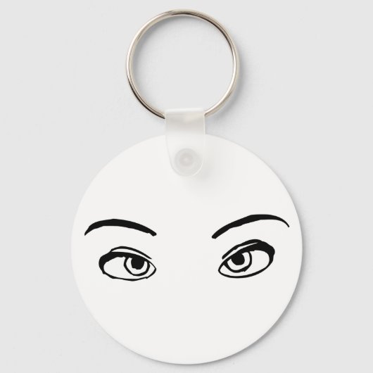 Bold zwart en wit Mysterieuze ogen Illustratie Sleutelhanger (Achterkant)
