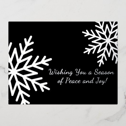 Bold Zwart en Zilver Winter Snowflake Business Folie Feestdagen Briefkaart (Voorkant)