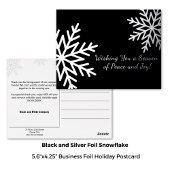 Bold Zwart en Zilver Winter Snowflake Business Folie Feestdagen Briefkaart