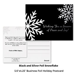 Bold Zwart en Zilver Winter Snowflake Business Folie Feestdagen Briefkaart