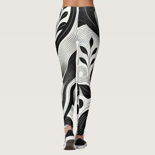 Bold Zwart & Wit Abstracte Vrouwen Gym Leggings (Achterkant)