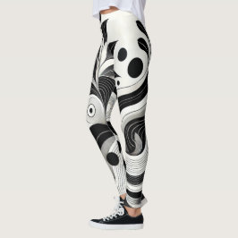 Bold Zwart & Wit Abstracte Vrouwen Gym Leggings