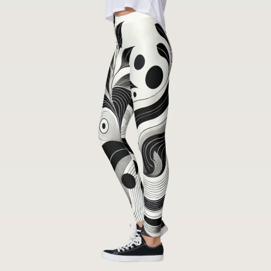 Bold Zwart & Wit Abstracte Vrouwen Gym Leggings (Links)