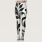 Bold Zwart & Wit Abstracte Vrouwen Gym Leggings (Voorkant)