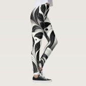 Bold Zwart & Wit Abstracte Vrouwen Gym Leggings (Rechts)
