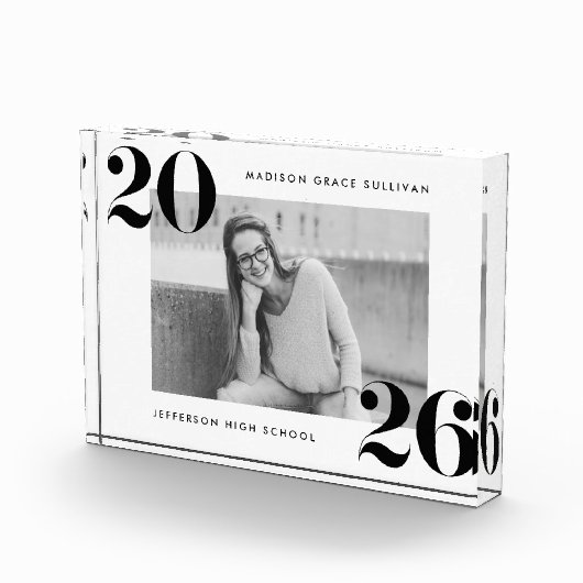 Bold Zwart-wit Klasse van 2025 Afstuderen Fotoblokken (Rechts)