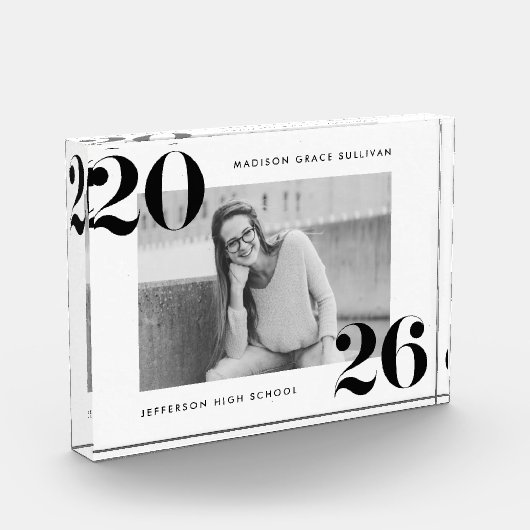 Bold Zwart-wit Klasse van 2025 Afstuderen Fotoblokken (Links)