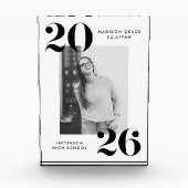 Bold Zwart-wit Klasse van 2025 Afstuderen Fotoblokken (Voorkant)