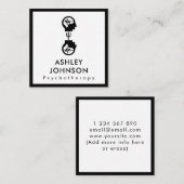 Bold Zwart & Wit Psychotherapie Therapeut Hersenen Vierkante Visitekaartje (Voorkant / Achterkant)