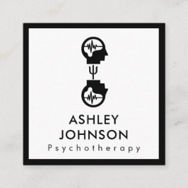 Bold Zwart & Wit Psychotherapie Therapeut Hersenen Vierkante Visitekaartje