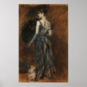 Boldini - blonde dame in avondjurk poster (Voorkant)