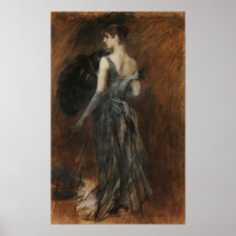 Boldini - blonde dame in avondjurk poster