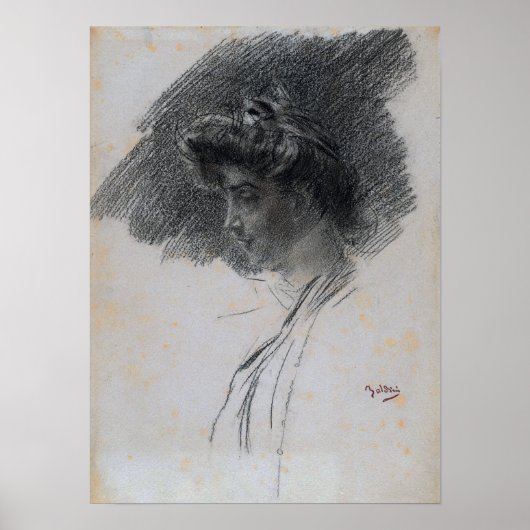 Boldini - Buste van een jonge vrouw in profiel Poster (Voorkant)