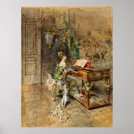 Boldini - De Dame Pianist Poster (Voorkant)