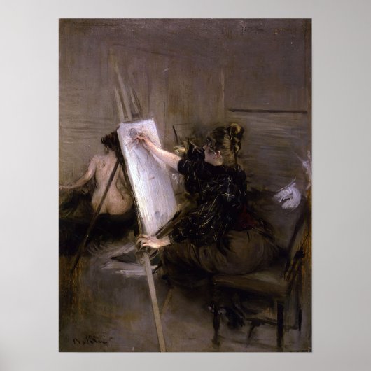 Boldini - De kunstenaar Ruth Sterling in haar atel Poster (Voorkant)