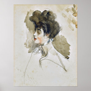Boldini - Hoofd van een vrouw die naar links kijkt Poster