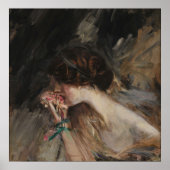 Boldini - jonge vrouw met een bloem poster (Voorkant)