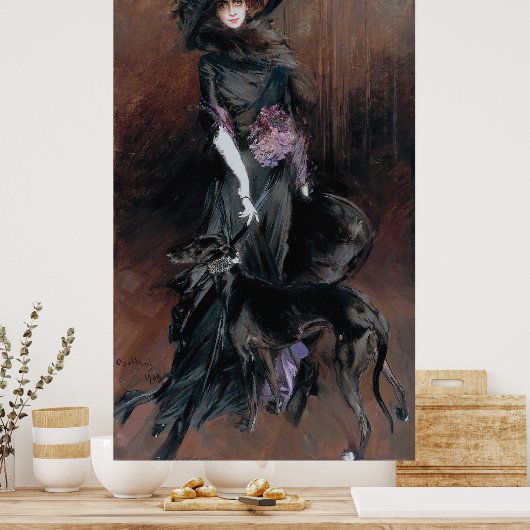 Boldini - Marchesa Luisa Casati met windhond Poster (Keuken)