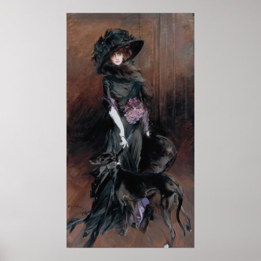 Boldini - Marchesa Luisa Casati met windhond Poster (Voorkant)