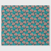 Boldly Stylized Roses In Shades Of Teal And Turquo Cadeaupapier (Vlak)