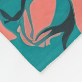 Boldly Stylized Roses In Shades Of Teal And Turquo Fleece Deken (Hoek)