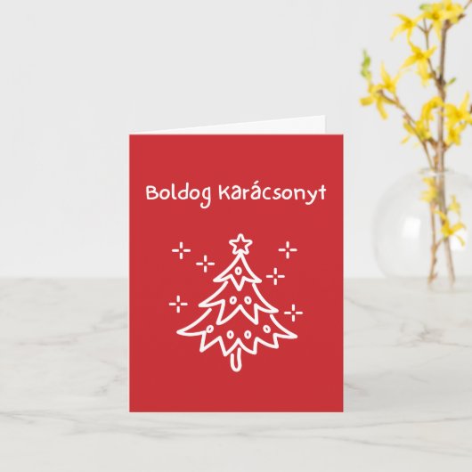 Boldog Karácsonyt Hongaarse kerstmis Kaart (Gele Bloem)
