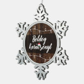 Boldog Karácsonyt Hungarian Merry Kerstmis Tin Sneeuwvlok Ornament (Rechts)