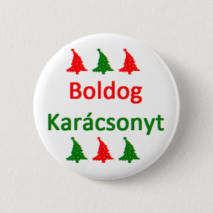 Boldog Karacsonyt Trees Knop Ronde Button 5,7 Cm