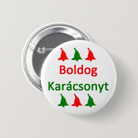 Boldog Karacsonyt Trees Knop Ronde Button 5,7 Cm (Voorkant /achterkant)