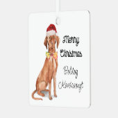 Boldog Karácsonyt Vizsla Metalen Ornament (Voorkant links)