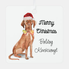 Boldog Karácsonyt Vizsla Metalen Ornament