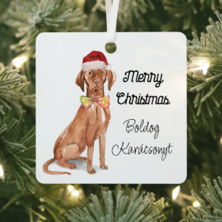 Boldog Karácsonyt Vizsla Metalen Ornament