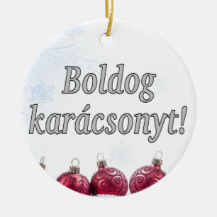 Boldog karácsonyt! Vrolijk kerstfeest in het Hong Keramisch Ornament