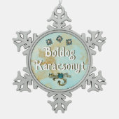 Boldog Karácsonyt | Vrolijk kerstfeest in het Hong Tin Sneeuwvlok Ornament (Voorkant)