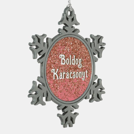 Boldog Karácsonyt | Vrolijk kerstfeest in het Hong Tin Sneeuwvlok Ornament (Links)