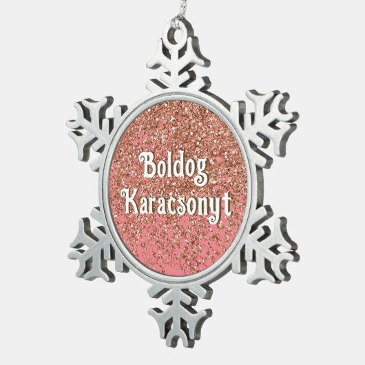 Boldog Karácsonyt | Vrolijk kerstfeest in het Hong Tin Sneeuwvlok Ornament (Rechts)